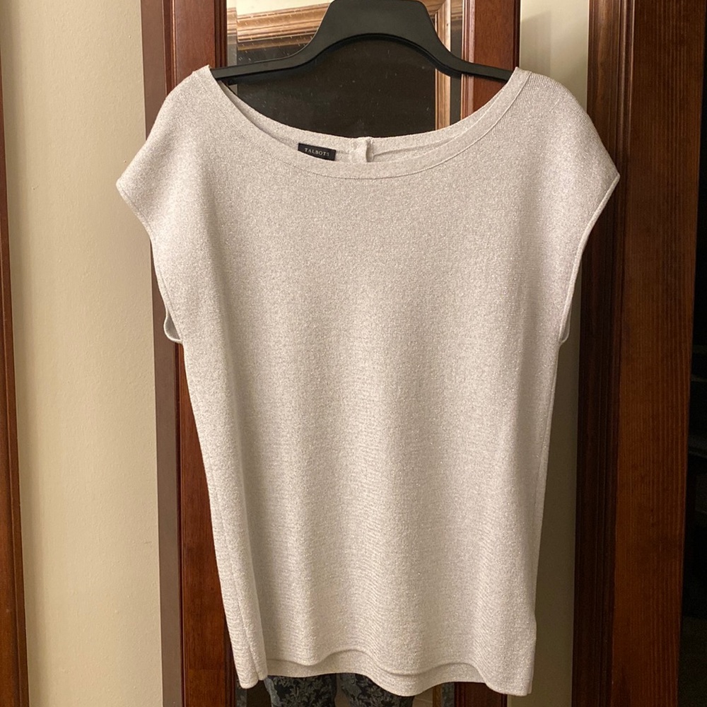 White and silver sleeveless dress top